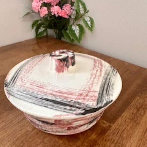 Vintage MCM California Pottery 2-Tiered Stand and Covered Serving Dish – Retro C - Picture 3 of 7